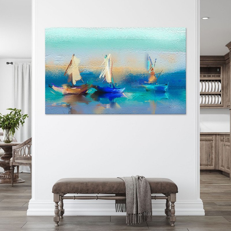 Quadro Decorativo Tela Canvas Paisagem Blue Harbor - 200x120 Cm - 3