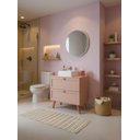Ver imagem 1 de Gabinete para Banheiro com Tampo Cuba e Espelho Redondo 80cm Retro Mdf Rosa Milano - On Móveis