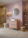 Ver imagem 1 de Gabinete para Banheiro com Tampo Cuba e Espelho Redondo 80cm Retro Mdf Rosa Milano - On Móveis