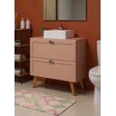 Ver imagem 2 de Gabinete para Banheiro com Tampo Cuba e Espelho Redondo 80cm Retro Mdf Rosa Milano - On Móveis