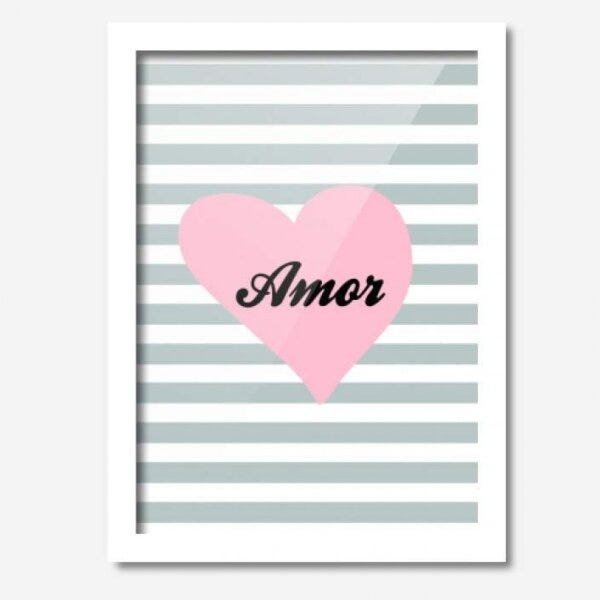 Quadro Decorativo Amor Listras 33cmx24cm Los Quadros - 1