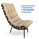Ver imagem 3 de Poltrona Costela Decoração Sala de Estar Estofada Confortável Veludo Bege