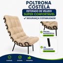 Ver imagem 2 de Poltrona Costela Decoração Sala de Estar Estofada Confortável Veludo Bege