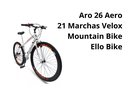 Ver imagem 2 de Bicicleta Aro 26 Aero 21 Marchas Velox Ello Bike Cor:branco/laranja
