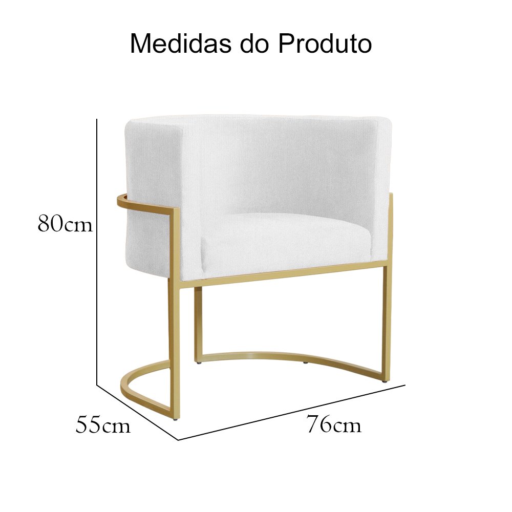 Kit 02 Poltronas Luana Para Sala Suede Cores - DS Estofados - Branco - 8