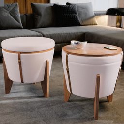 Puff Flex Altus Aveludado Bege - Mobiliamobilia - 2