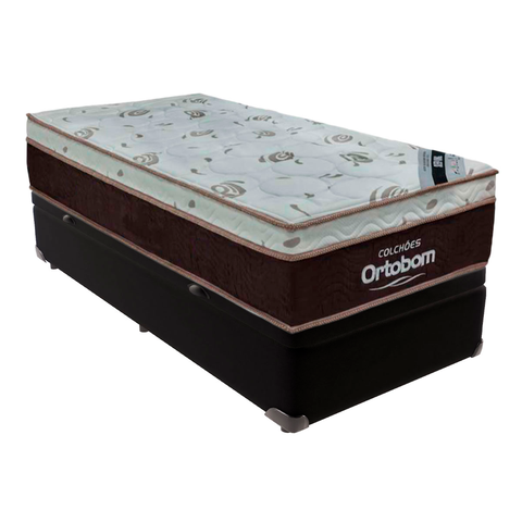 Cama Box Baú Solteiro Preto e Colchão Sleep King Molas Ensacadas Ortobom