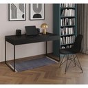 Ver imagem 1 de Escrivaninha Industrial Escritório Malta Preta 137X53Cm Com 1 Cadeira Preta Base Ferro Cor: Preto