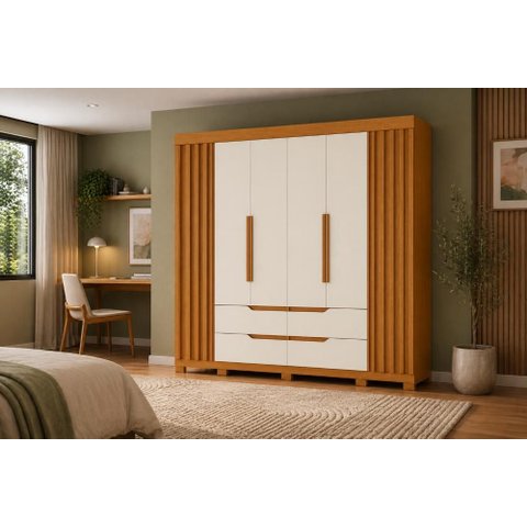 Roupeiro Casal Doble 6 Portas e 4 Gavetas - Cinamomo Off White - Albatroz