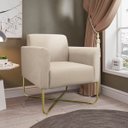 Ver imagem 2 de Kit 2 Poltronas Marisa Suede Base X Industrial Dourado - D'Rossi - Bege