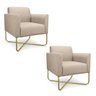 Kit 2 Poltronas Marisa Suede Base X Industrial Dourado - D'Rossi - Bege - 1