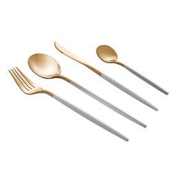 Faqueiro 24 Peças Aço Inox Kyoto Dourado/branco - Wolff - 1