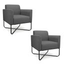 Ver imagem 1 de Kit 2 Poltronas Marisa Suede Base X Industrial Preto - D'Rossi - Grafite