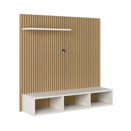 Painel Tv Slim 32 Polegadas com Nicho 3d Off White/ripado - 3