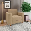 Ver imagem 3 de Kit Sofá 3 Lugares e 02 Poltronas Arezzo Linho Bege A32 Pés Chanfrado Castanho - D’Rossi