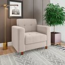 Ver imagem 4 de Kit Sofá 2 Lugares e 2 Poltronas Pé Madeira Castanho Arezo Linho Bege D01 - D’Rossi