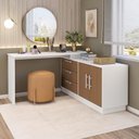 Ver imagem 1 de Penteadeira em L com 2 Portas e 3 Gavetas Flex Multimóveis Crrui-CMO001 Branco/Madeirado