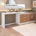Ver imagem 5 de Penteadeira em L com 2 Portas e 3 Gavetas Flex Multimóveis Crrui-CMO001 Branco/Madeirado