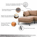 Ver imagem 4 de Sofá Sala de Estar Atena Chaise Esquerdo Pés de Ferro 284cm 5 Lugares Linho Marrom Claro M1 - Monari