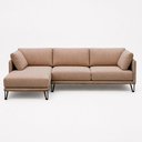 Ver imagem 5 de Sofá Sala de Estar Atena Chaise Esquerdo Pés de Ferro 284cm 5 Lugares Linho Marrom Claro M1 - Monari