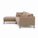 Ver imagem 6 de Sofá Sala de Estar Atena Chaise Esquerdo Pés de Ferro 284cm 5 Lugares Linho Marrom Claro M1 - Monari