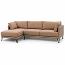 Ver imagem 1 de Sofá Sala de Estar Atena Chaise Esquerdo Pés de Ferro 284cm 5 Lugares Linho Marrom Claro M1 - Monari