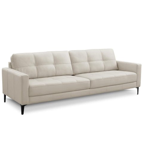 Sofá 3 Lugares para Sala Living Industrial 240cm Amélie L06 Couro Off White - Lyam Decor