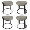 Ver imagem 1 de Kit 4 Puffs Love Suede Base Industrial Preto - Marrom Rato