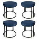 Ver imagem 1 de Kit 4 Puffs Love Suede Base Industrial Preto - Azul Marinho