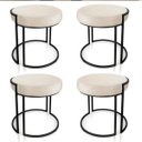 Ver imagem 1 de Kit 4 Puffs Love Suede Base Industrial Preto - Bege