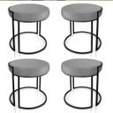 Ver imagem 1 de Kit 4 Puffs Love Suede Base Industrial Preto - Grafite