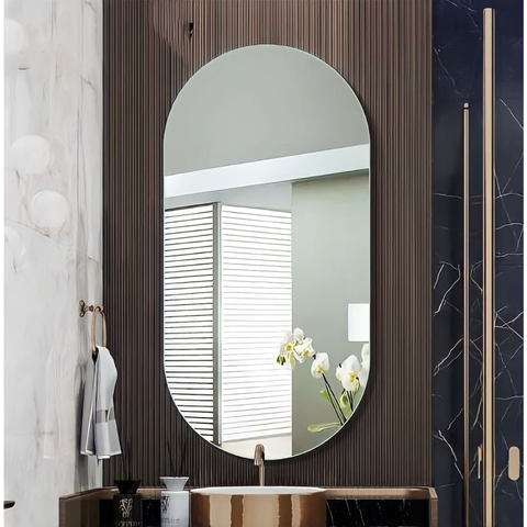 Espelho Decorativo Oval de Parede para Banheiro Sala Quarto Demoglass