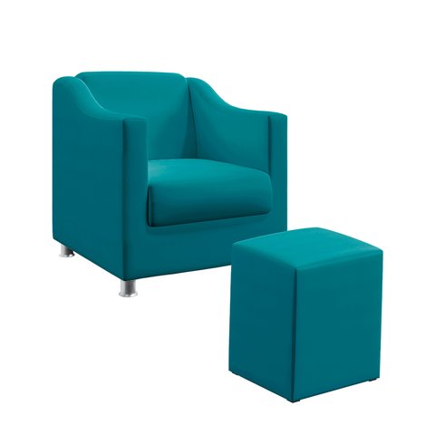 Poltrona Alya com Puff Izar Suede Azul Turquesa Aradecor