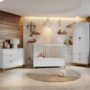Ver imagem 1 de Conjunto Quarto de Bebê Completo Americano Magia 3 Peças Guarda- Roupa/ Berço Cama Americano/ Cômoda