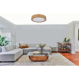 Plafon Wood Madeira Redondo Led 18w Bivolt Freijó:3000k Branco Quente - 3