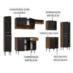 Armário de Cozinha Completa 325cm Rustic/Preto Emilly Madesa 02 - 5