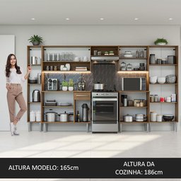 Armário de Cozinha Completa 325cm Rustic/Preto Emilly Madesa 02 - 6