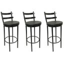 Ver imagem 1 de Combo 3 Banquetas Rafaela - Redonda Altura 65cm para Bar e Cozinha Preta com Assento Confortável Cor