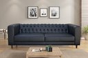 Ver imagem 3 de Sofá Decorativo Sala de Estar California 3 Lugares 220cm Couro Preto - Mozzelar