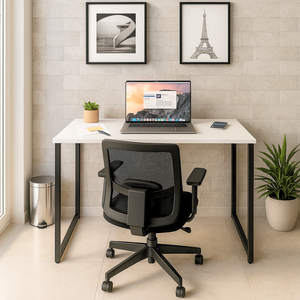 Mesa Escrivaninha Industrial Slim 90x45cm Compacta Apartamento 100% Mdf e Aço