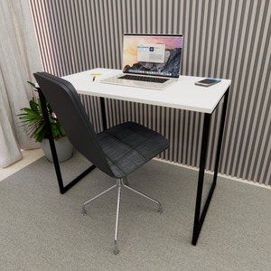 Mesa Escrivaninha Industrial Slim 90x45cm Compacta Apartamento 100% Mdf e Aço