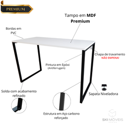 Mesa Escrivaninha Industrial Slim 90x45cm Compacta Apartamento 100% Mdf e Aço - 2