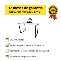 Mesa Escrivaninha Industrial Slim 90x45cm Compacta Apartamento 100% Mdf e Aço - 3