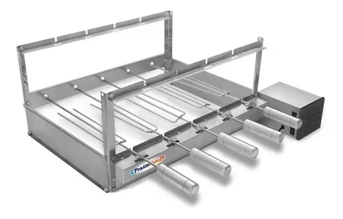 Churrasqueira Giratória Rotativa 5 Espetos Inox Giram Opostos Motor WEG - Lado Direito - 4