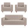 Kit Sofá 3 Lugares e 2 Poltronas Arezzo Linho Areia A27 Pés Chanfrado Castanho - 1