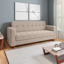 Ver imagem 2 de Kit Sofá 3 Lugares e 2 Poltronas Arezzo Linho Areia A27 Pés Chanfrado Castanho