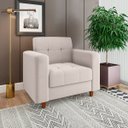 Ver imagem 3 de Kit Sofá 3 Lugares e 2 Poltronas Arezzo Linho Areia A27 Pés Chanfrado Castanho