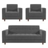 Kit Sofá 3 Lugares e 2 Poltronas Arezzo Linho Grafite A26 Pés Chanfrado Castanho - 1