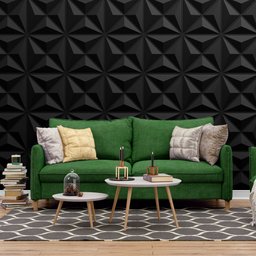 KIT 32 Placas 3D PVC Preto Decoração Revestimento PREMIUM de Parede e Teto (8m²) - ESTRELA - 2