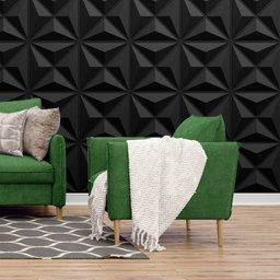 KIT 32 Placas 3D PVC Preto Decoração Revestimento PREMIUM de Parede e Teto (8m²) - ESTRELA - 4